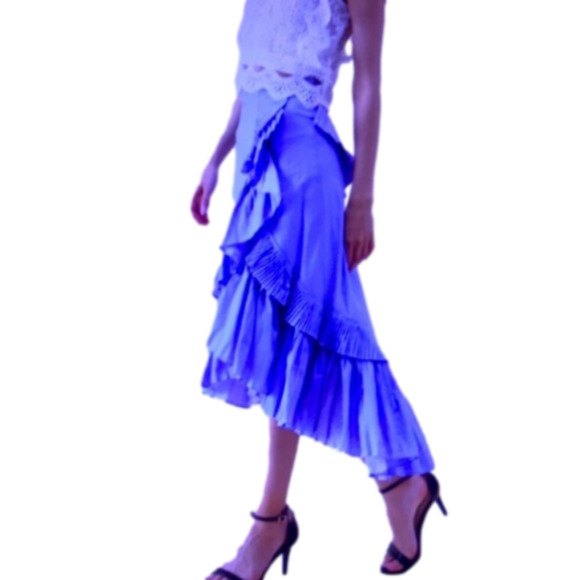 Chicwish Dresses & Skirts - 𝅺Chicwish Ruffled Tiered Frill Hem Skirt Blue Stripes Medium